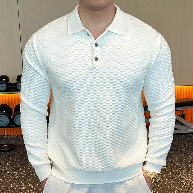 新款秋冬男士polo衫翻领休闲极简百搭毛衣针织衫长袖上衣