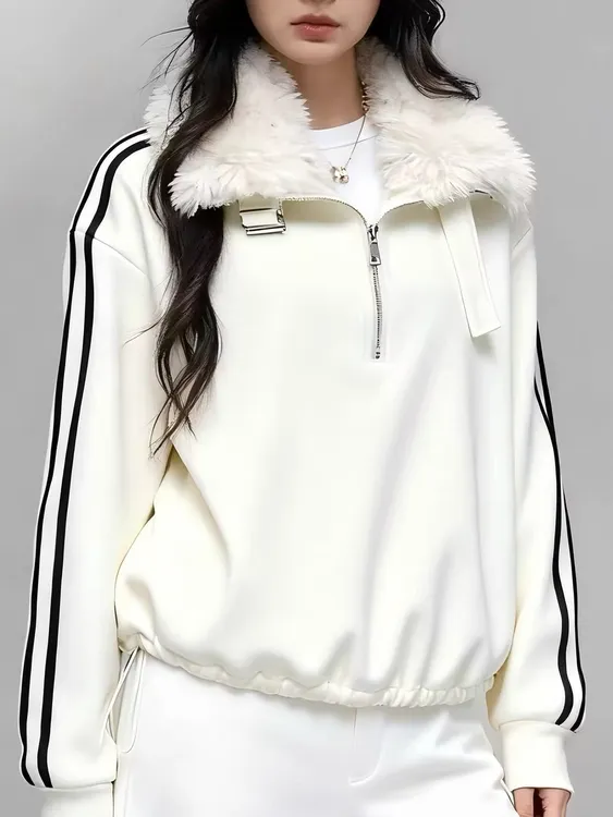 Nalian/拿恋豆子优选-时尚显瘦百搭设计感毛领加绒卫衣  DZ99295