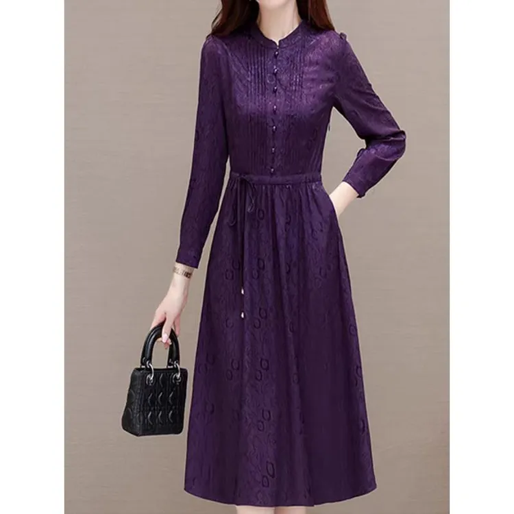 Q640女士2025春季新款时尚气质连衣裙洋气长袖裙子