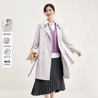 温柔知性经典时髦文艺氛围感佰搭知识分子风翻领宽松风衣50527