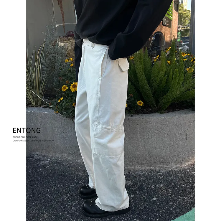 Entong美式高街复古vintage解构宽松直筒休闲裤男高级感vibe长裤