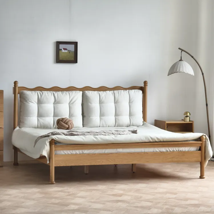 纯实木白橡木拥抱小野温莎床主卧双人床复古软包大床北欧风原木