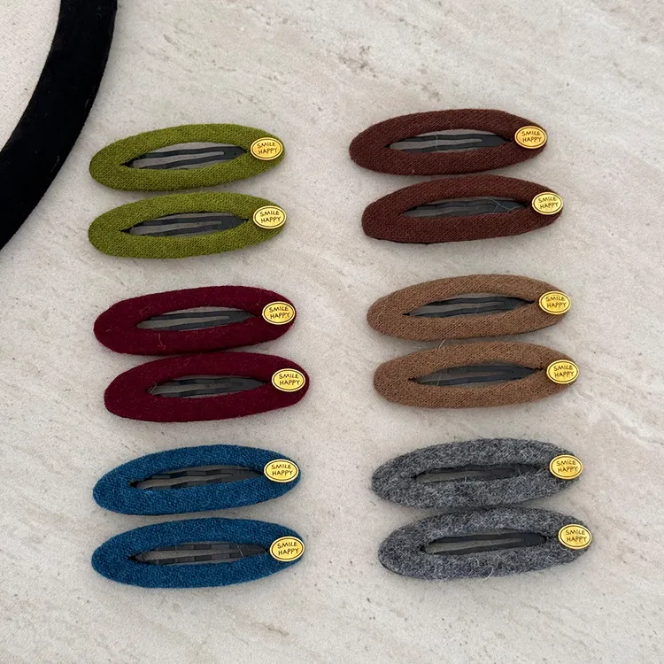 韩系毛绒彩色椭圆BB夹高级感气质百搭刘海侧边夹碎发夹头饰发饰女