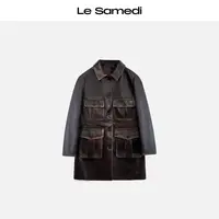 Le Samedi马油叶儿【丹佛沙丘】复古做旧手工擦色四袋羊皮外套