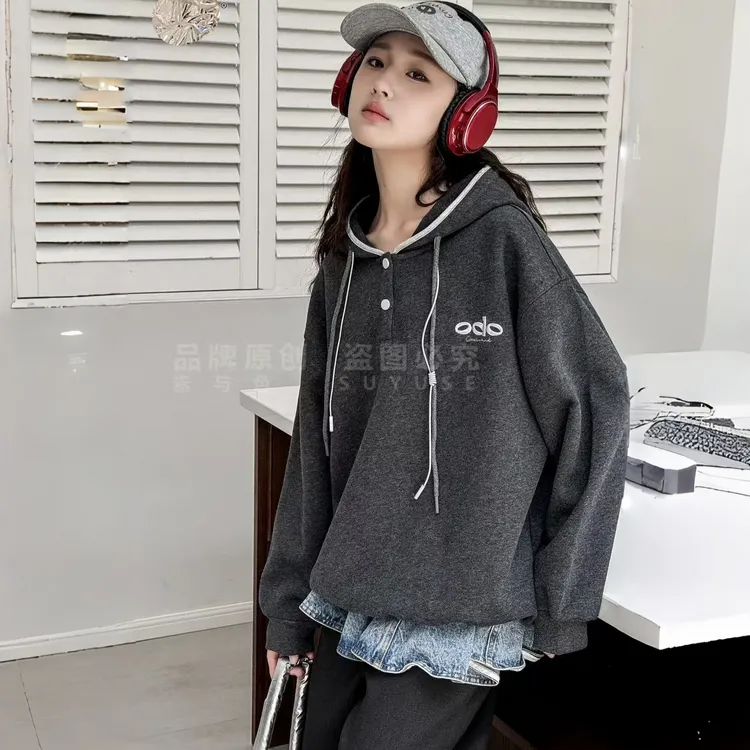 中大童女童卫衣2025年秋季休闲宽松韩版长袖百搭连帽卫衣25618