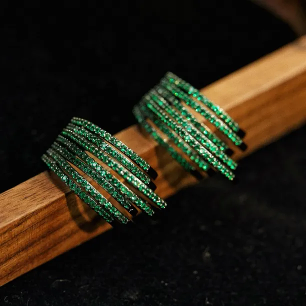 铜合金耳饰 耳圈A296轻奢时尚气质百搭个性法式多圈耳环精致饰品