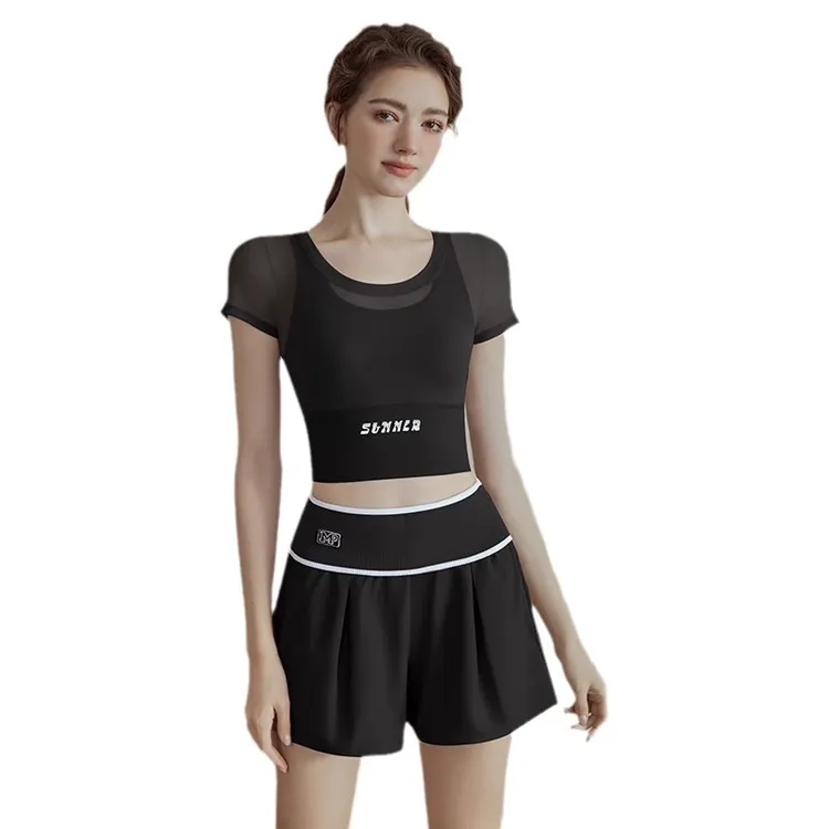 【新品1】瑜伽服女短袖新款夏季纯欲风健身上衣普拉提训练跑步运动