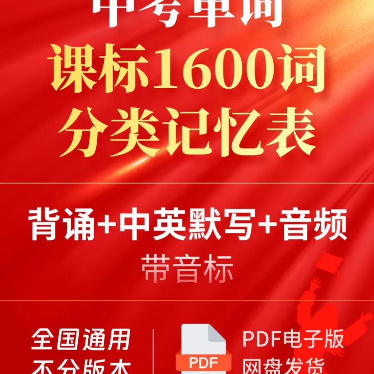 601-22天搞定1600个中考必背词汇（背诵版 英汉互译）PDF电子版