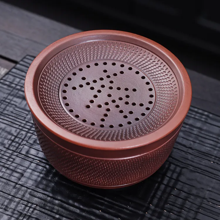 紫陶自带过滤的带盖茶渣缸桌面专用简易茶具配件建水水盂壶承干泡