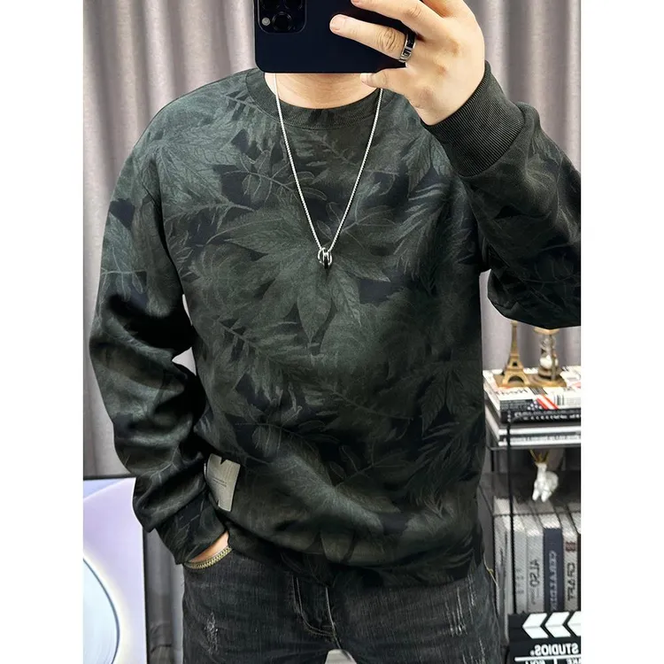 卫衣男2025秋冬新款潮流美式印花上衣休闲圆领套头高端男装打底衫