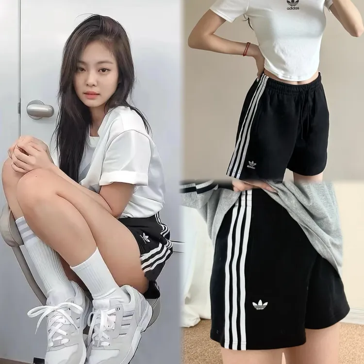 adidas阿迪达斯三叶草女款jennie百搭短裤黑色JW5109