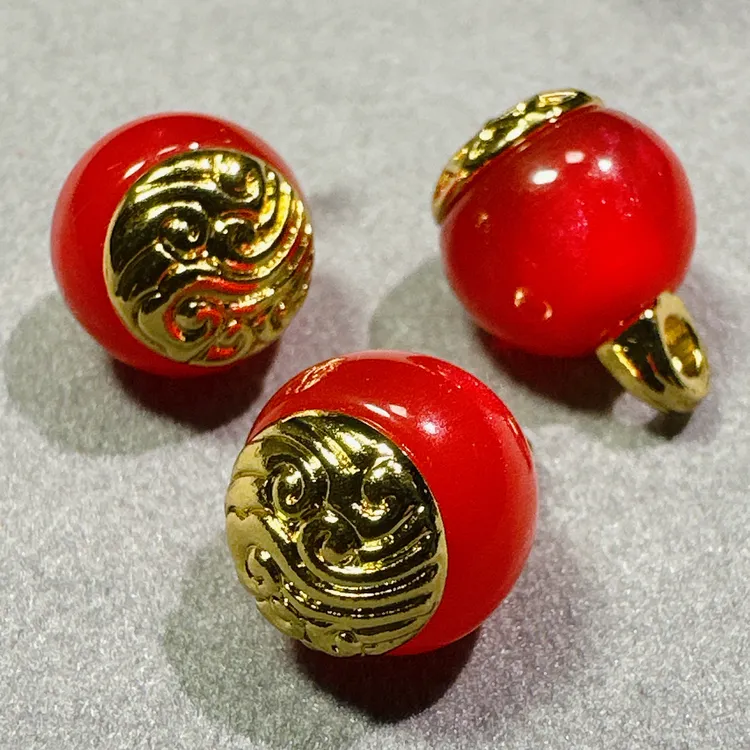 新中式国风10mm红色云纹树脂合金纽扣衬衫衣服扣子汉服唐装旗袍扣