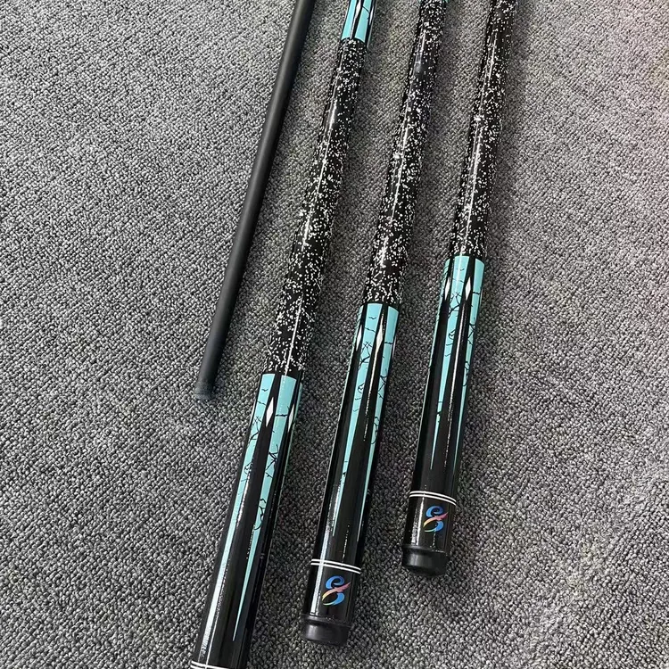 01蓝色3D打印台球杆黑科技碳纤维一体通杆球杆美式九球中八斯诺克