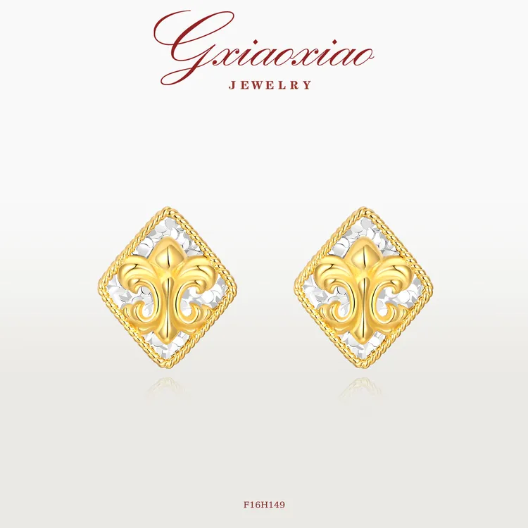 G XIAOXIAO 镀K金 高级设计师款碎闪鸢尾花精致耳环 F16H149