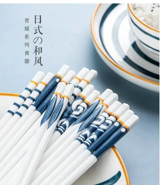 高档网红日式轻奢景德镇瓷筷印花精美创意家用筷子高品质
