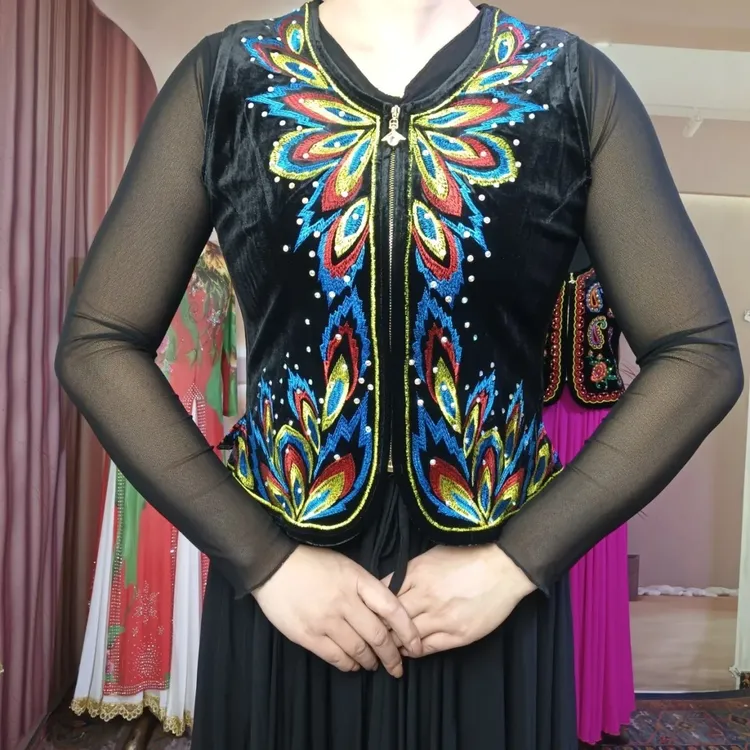 女厚款秋季短款春秋季修身型马夹新疆舞民族风舞台