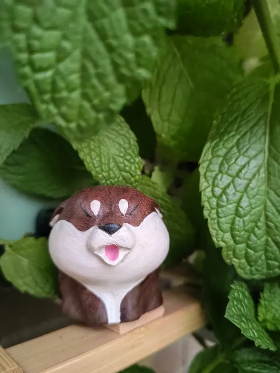 忠犬八公可爱柴犬饭盆肉骨头手工雕刻桌面摆件可爱治愈解压车载