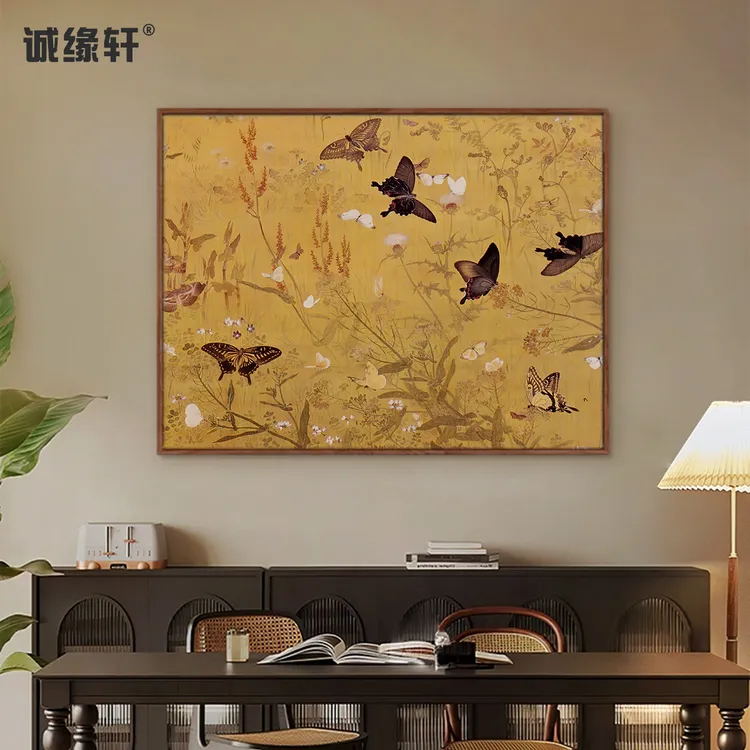 法式复古百蝶图客厅沙发背景墙装饰画餐厅玄关挂画