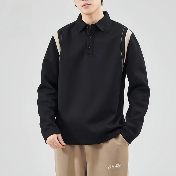 PLAYBOY/花花公子男士春秋季新款潮流美式翻领宽松休闲长袖polo衫