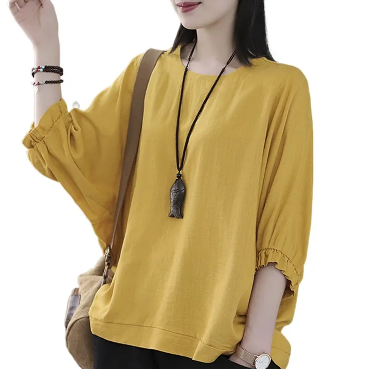 主播自制试产款夏季大码文艺风小衫原创设计