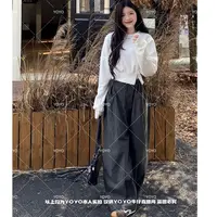 YOYO自制1【逸型灰调】秋款气质时尚休闲百搭设计感阔腿拖地裤