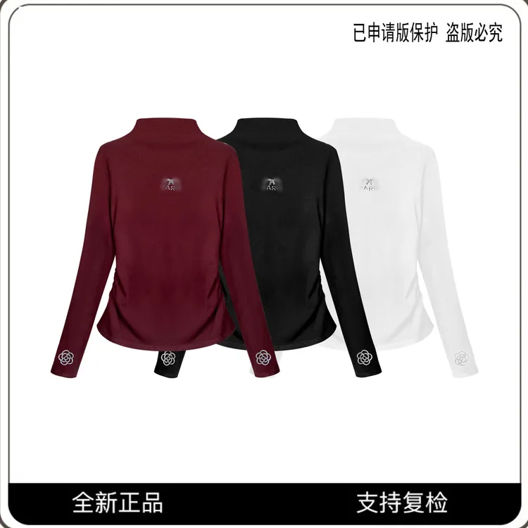 63992#CSIN轻奢时尚百搭修身收腰烫钻T恤2025显瘦半高领休闲上衣