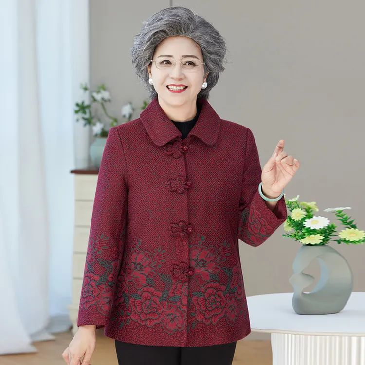 中老年人女装奶奶秋装外套老人妈妈外套宽松80太太上衣服婆婆服装