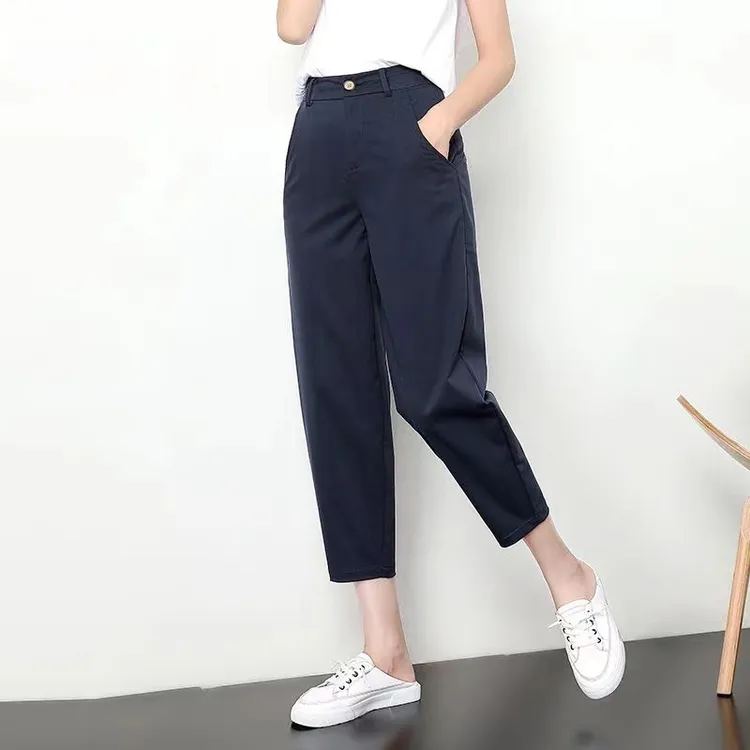 高腰萝卜裤女夏季薄款小个子休闲裤梨形身材显瘦镰刀裤宽松哈伦裤