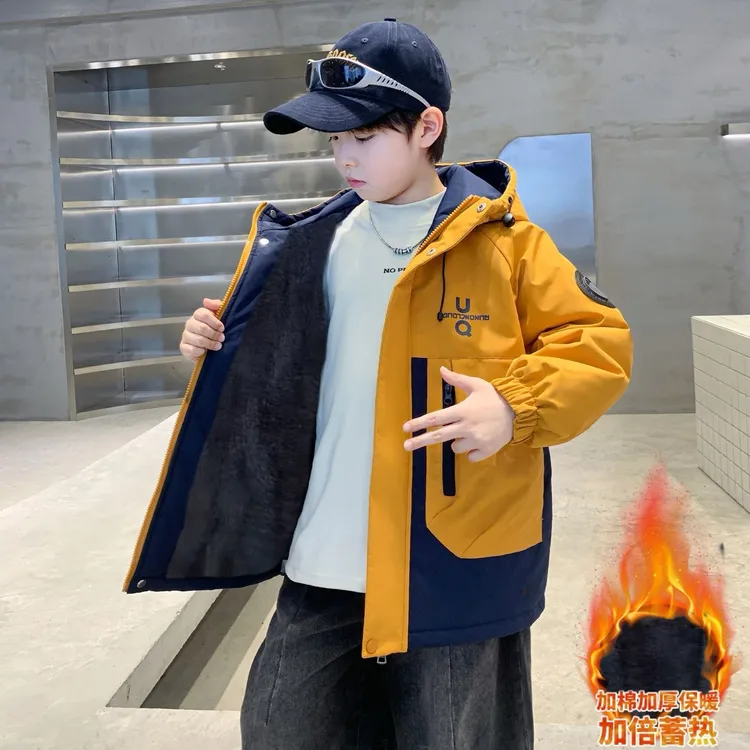 【加绒加厚】新款秋冬款加厚冬季大童冲锋衣派克服儿童冲锋衣洋气新