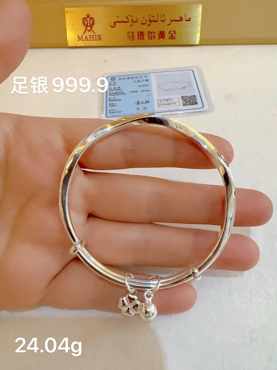 足银手镯 足银手镯24.04克（15/克）推拉式