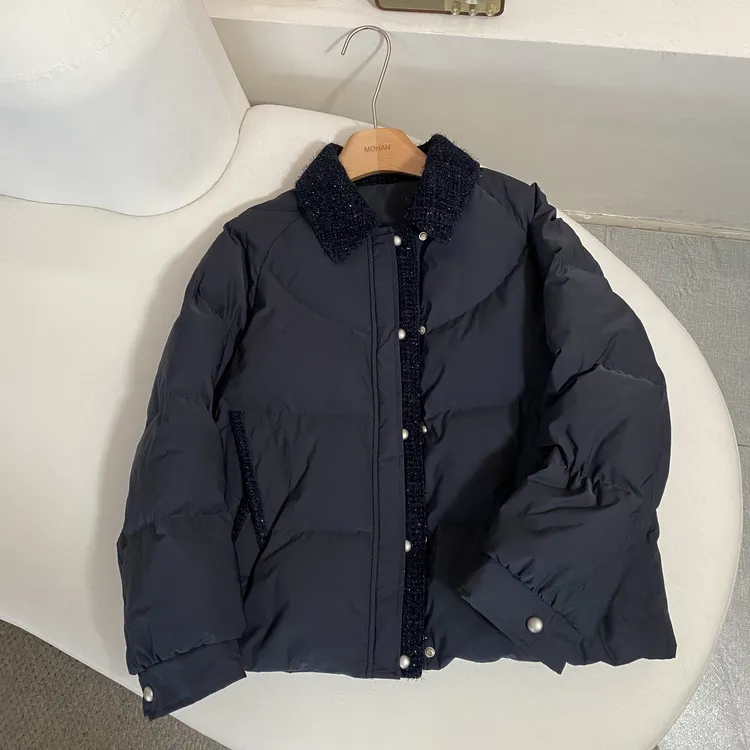 【墨涵精选2】韩版撞色翻领休闲羽绒服27835