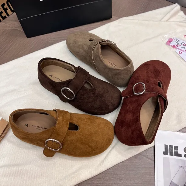 秋冬玛丽珍豆豆鞋厚底软底磨砂复古勃肯鞋圆头丑萌法式女鞋