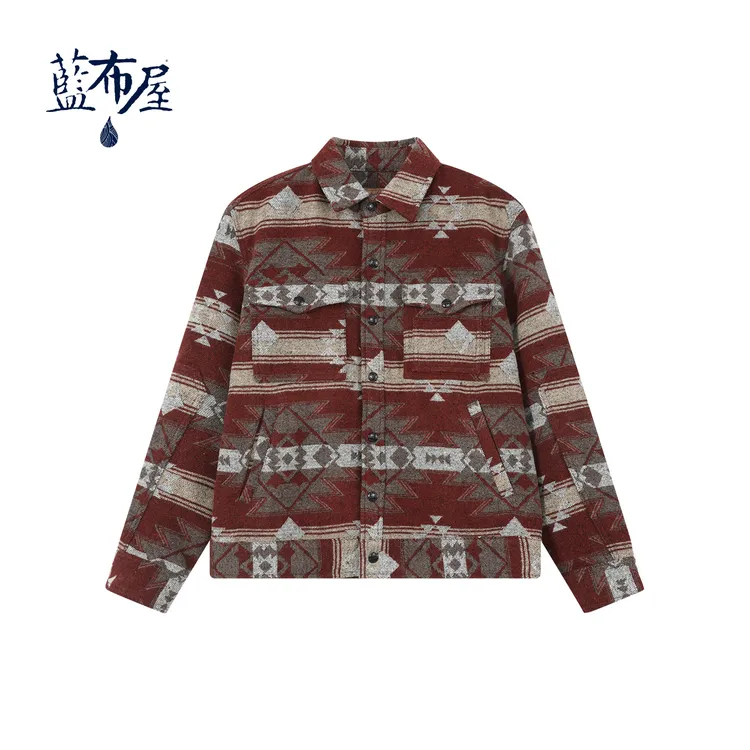 蓝布屋16盎司费尔逊美式重磅法兰绒熊牙露营夹克外套LBWJKT800