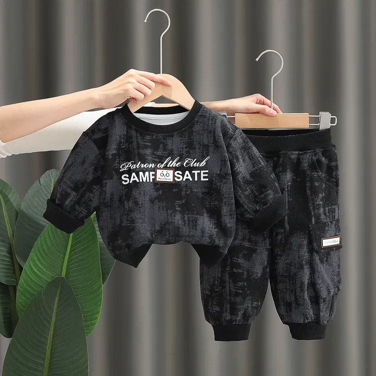 巴拉童年男童春季套装痞帅小童宝宝春秋两件套2025新款卫衣1一3岁