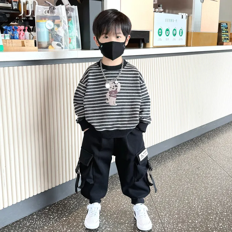男童卫衣套装秋季儿童帅气衣服2025新款男孩秋装时髦打底衫两件套