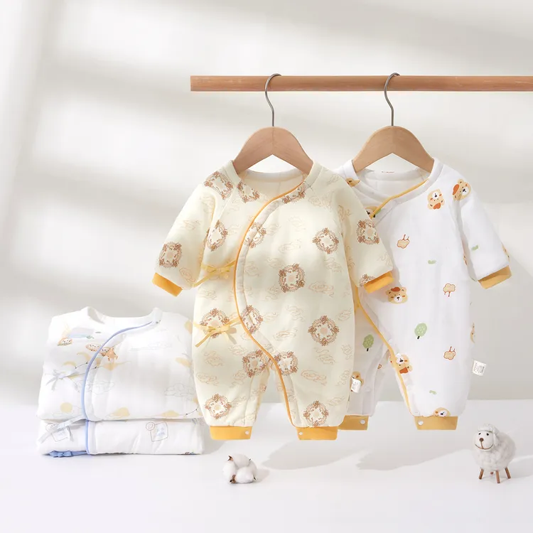 新生婴儿儿小月龄宝宝衣服秋冬季0一6月夹棉冬装连体衣婴幼儿a类