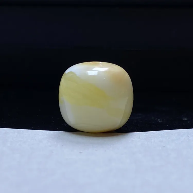 天然琥珀蜜蜡粉沁瓷白老型配珠多种纹路精品文玩配饰12.9mm