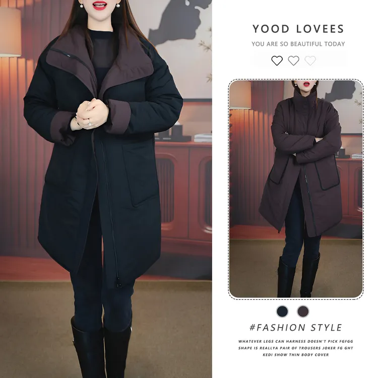 2025年冬季新款高级感双面穿棉服女加棉外套中长款设计感保暖棉衣