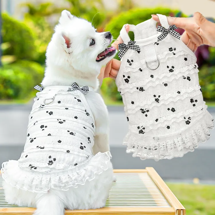 夏季薄款宠物狗狗衣服猫咪衣服用品芭蕾蕾丝蝴蝶结公主裙比熊泰迪
