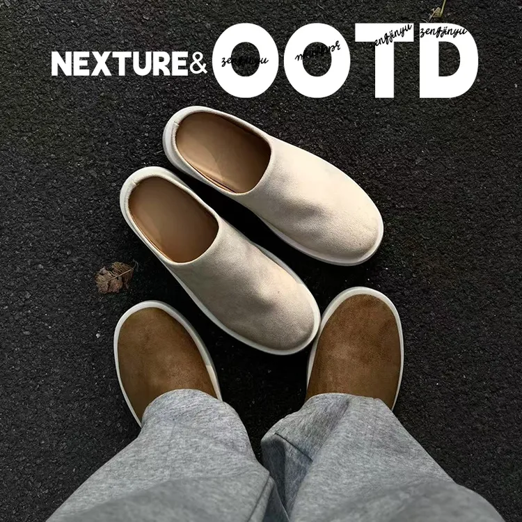 NEXTURE 老钱风包头拖鞋男外穿穆勒勃肯鞋一脚蹬软底鞋子
