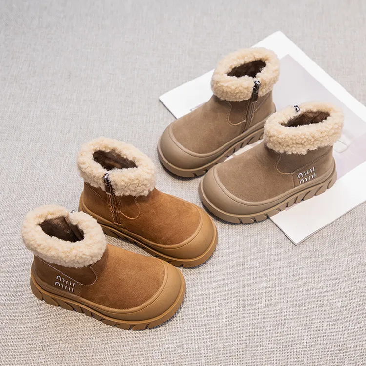 女童雪地靴儿童加绒加厚棉鞋2025冬季新款小女孩保暖棉靴防水短靴