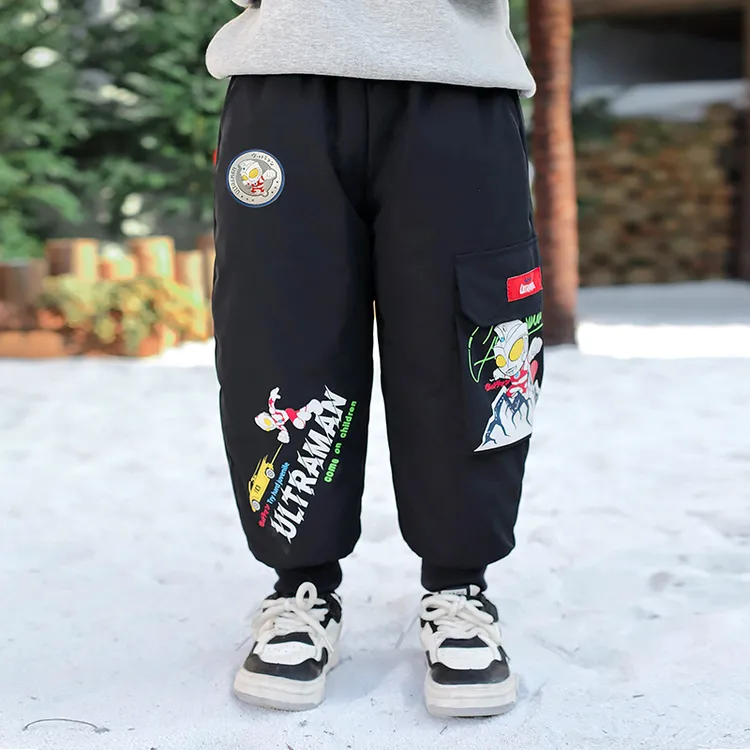 秋冬男童加绒保暖卡通童装羽绒裤冬季新款长裤冬季宝宝外穿休闲