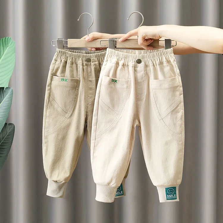 儿童裤子新款男童春装时尚工装裤男孩炸街休闲裤宝宝棉布裤潮