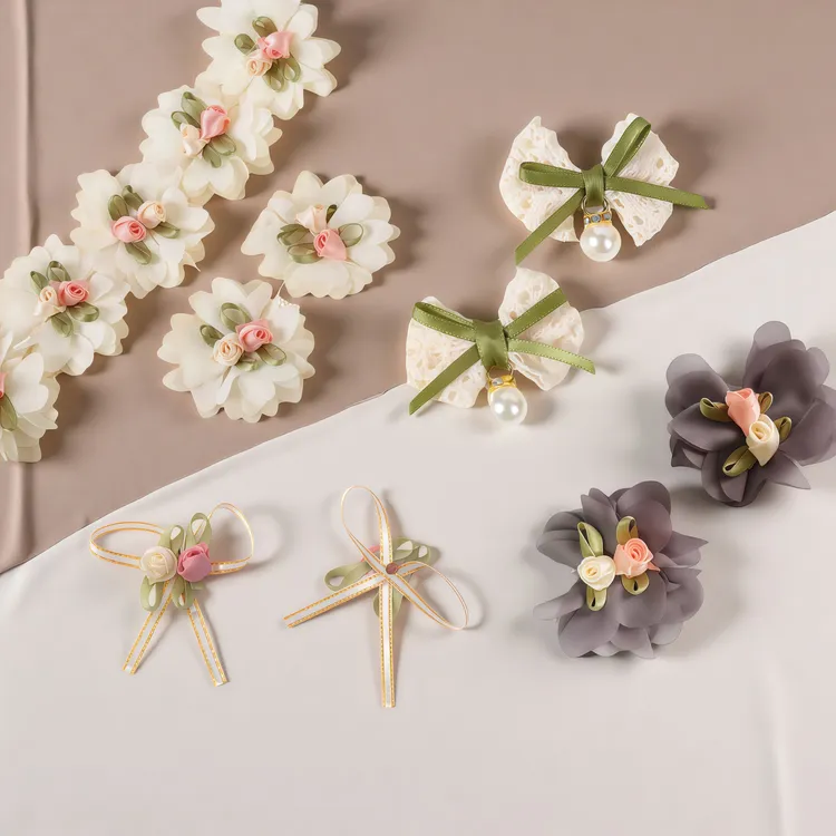 鞋子包包配饰头饰DIY手工配件玫瑰花蝴蝶结甜美风