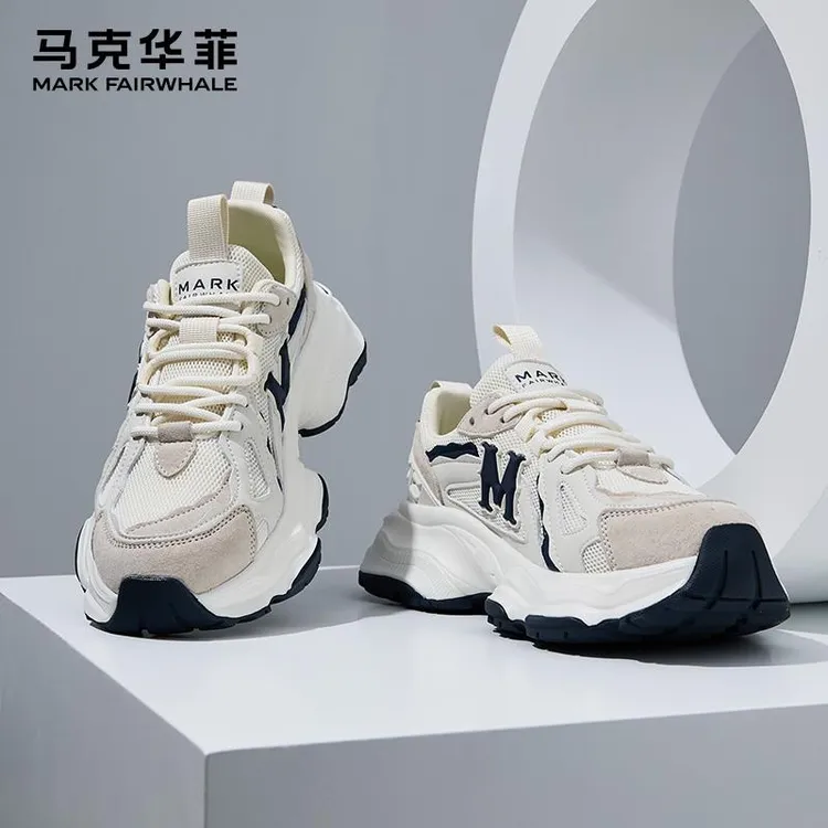 马克华菲老爹鞋男士冬季新款潮流休闲运动鞋百搭厚底增高加绒棉鞋