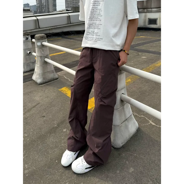 美式cleanfit降落伞兵裤男秋季褶皱速干冲锋裤设计运动工装裤潮牌