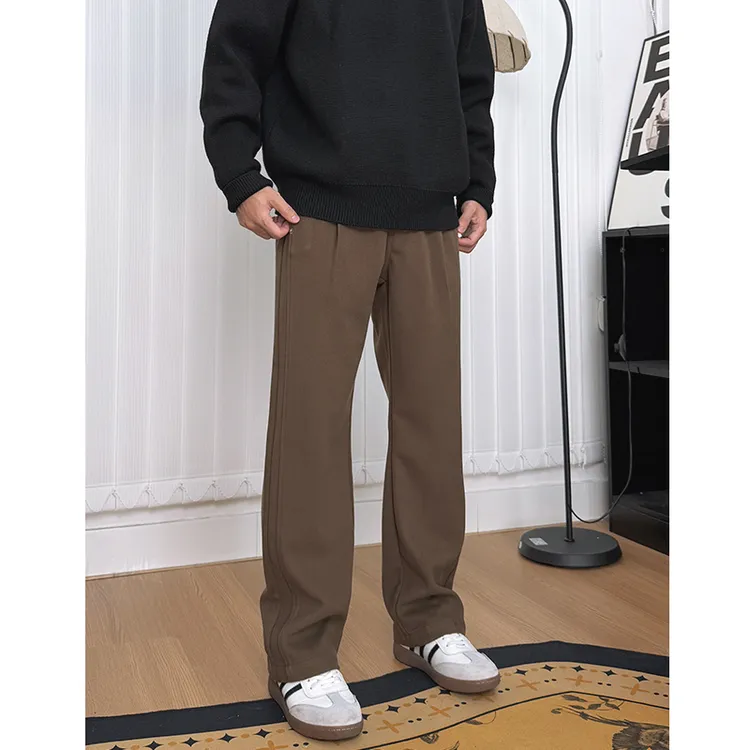 WK叁金【小个子极简风休闲裤】半松紧毛呢简约显高百搭直筒长裤秋冬