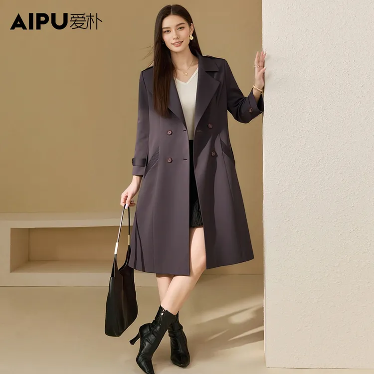 23353爱朴大码女装长款时尚大气上档次高级感秋季新品风衣外套女