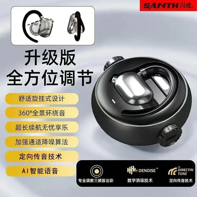 闪成高端AI语音智能降噪运动无线蓝牙耳机开放式不入耳耳机挂耳式商品图