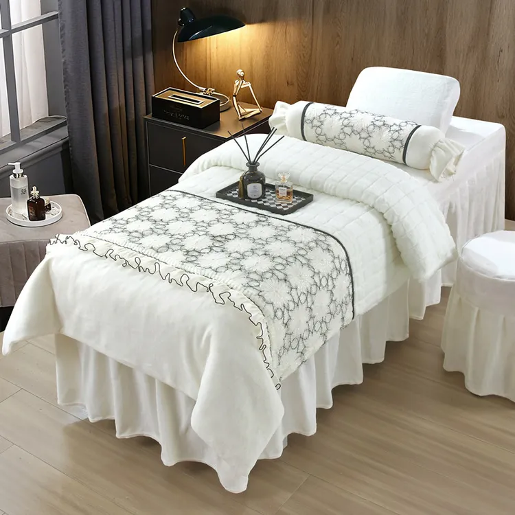 秋冬新款 加厚牛奶绒 美容床罩四件套洗头床推拿养生馆床罩可定制